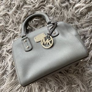 Michael Kors Gray Small Satchel Purse with Detachable Crossbody Adjustable Strap